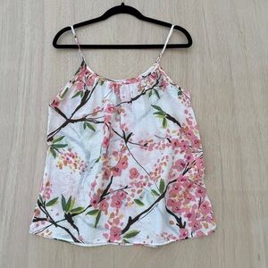 Cherry Blossom Print Spaghetti-Strap Camisole Women's Medium Pink Cottagecore